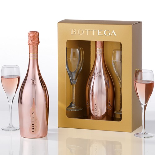 Bottega Rose Gold Rarity Gift Set with 2 Flutes 75cl - Customer Favourite